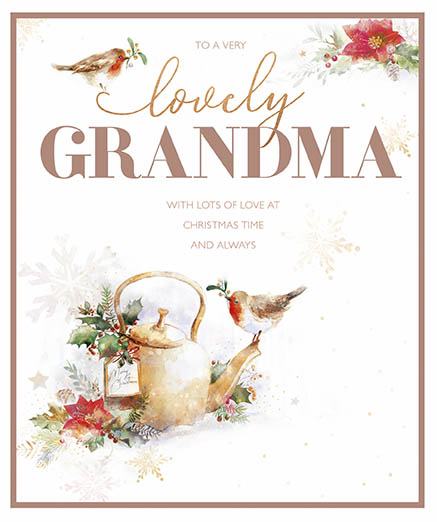 Festive Teapot Grandma Christmas Card