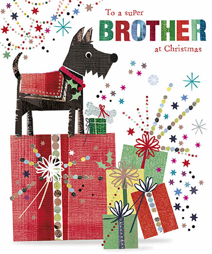 Dog and Presents Brother Christmas Card
