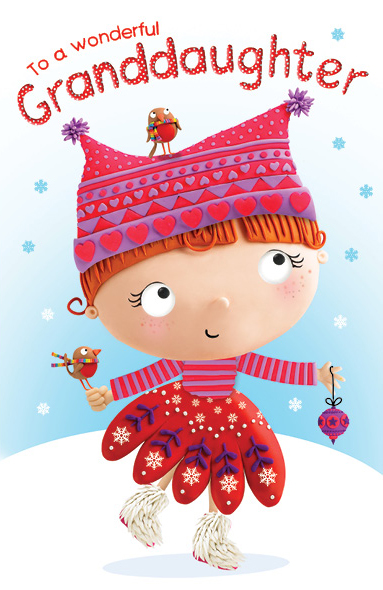 Wintertime Fun Granddaughter Christmas Card