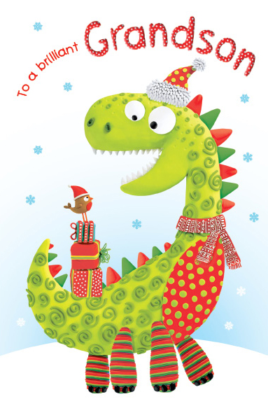 Dinosaur Grandson Christmas Card