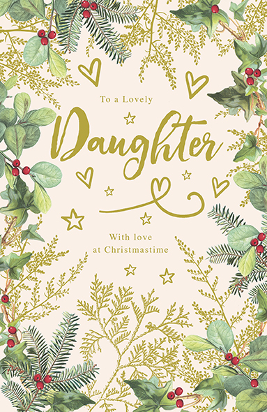 Festive Foliage Daughter Christmas Card
