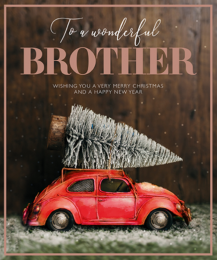 Red Car Brother Christmas Card
