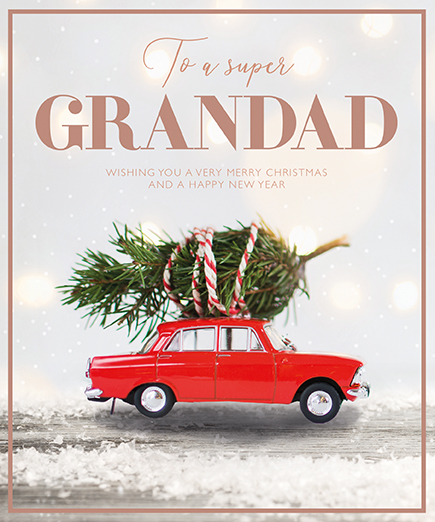 Red Car Grandad Christmas Card