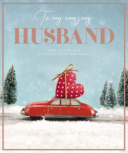Vintage Red Car Husband Christmas Card