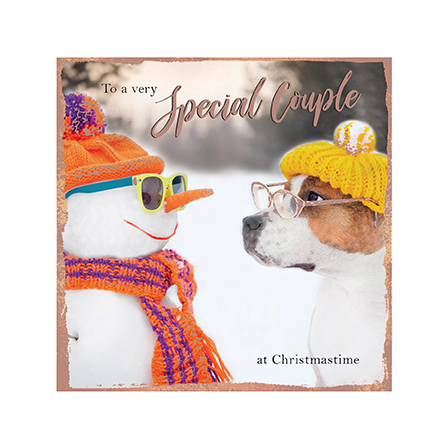 Dog and Snowman Special Couple Christmas Card