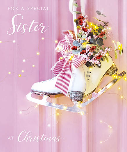 Skating Boots Sister Christmas Card