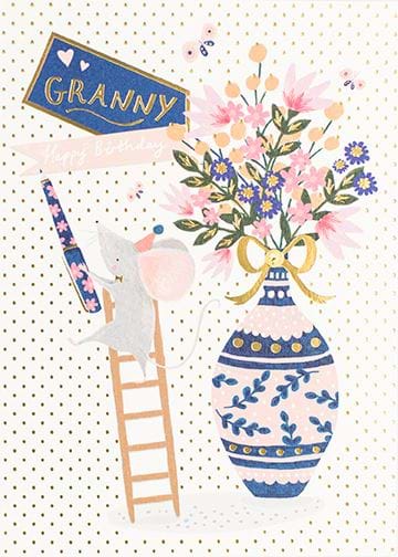 Mouse and Vase Granny Birthday Card