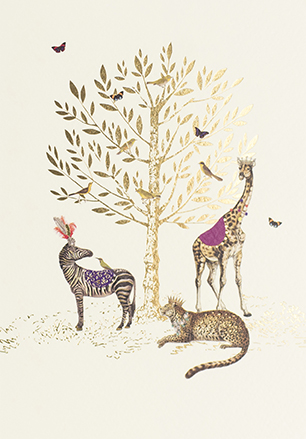 Animals Around the Tree Birthday Card