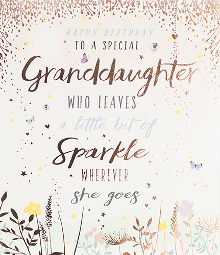 Sparkle Wherever She Goes Granddaughter Birthday Card
