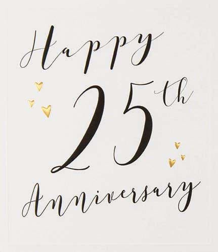 Gold Hearts 25th Anniversary Card