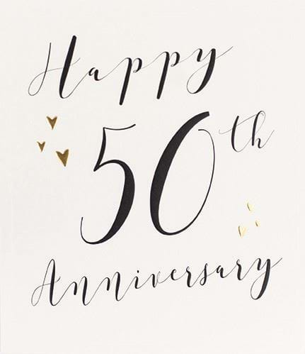 Gold Hearts 50th Anniversary Card