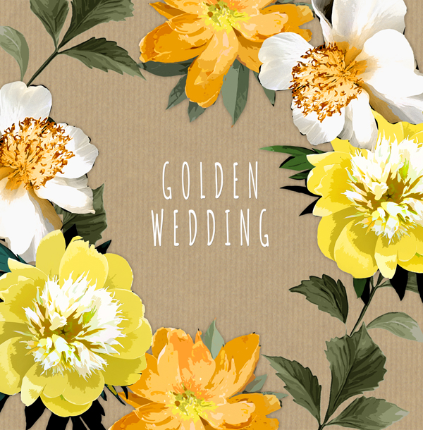 Floral 50th Wedding Anniversary Card