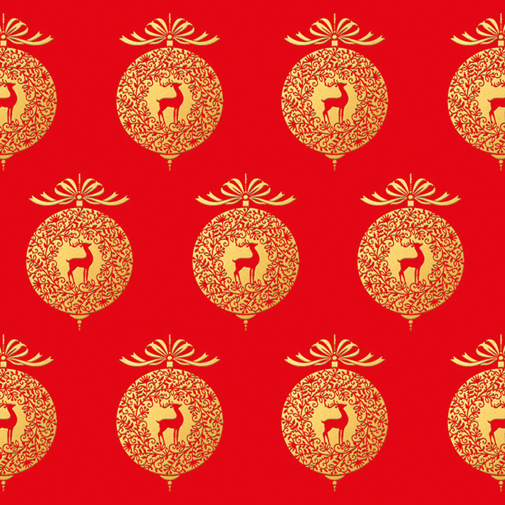 Gold Baubles Christmas Wrapping Paper