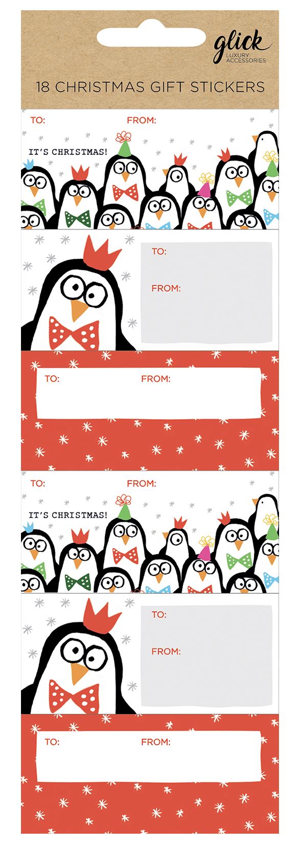 Penguins Christmas Gift Stickers