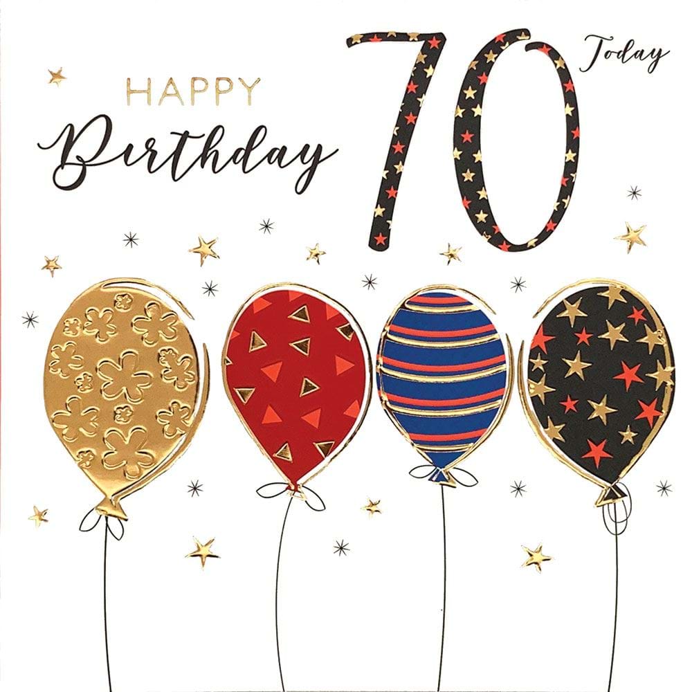 Balloons 70th Birthday Card
