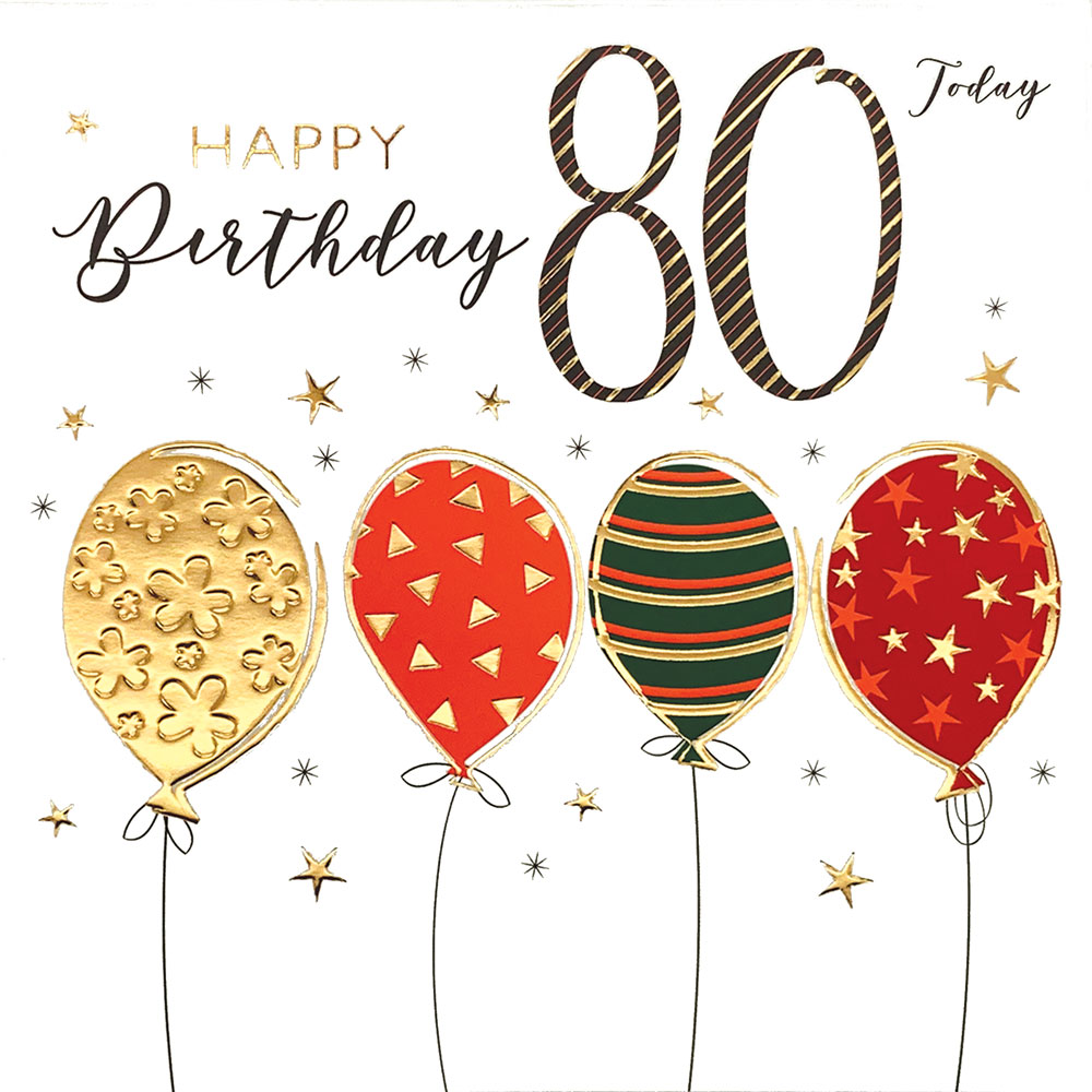 Balloons 80th Birthday Card