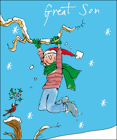 Snow Swinging Son Christmas Card