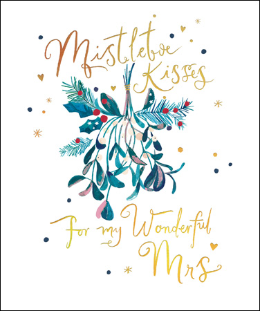 Mistletoe Kisses Wife Christmas Card
