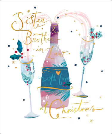 Festive Fizz Sister and Brother in Law Christmas Card