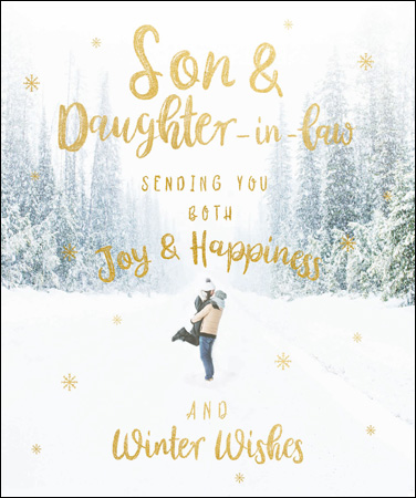 Snowy Scene Son and Daughter in Law Christmas Card