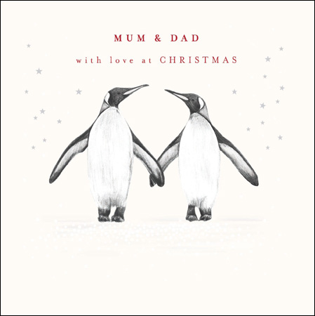 Penguins Mum and Dad Christmas Card