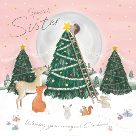 Woodland Animals Sister Christmas Card