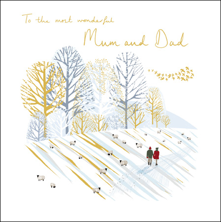 Snowy Walk Mum and Dad Christmas Card
