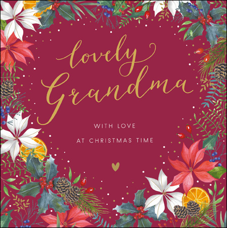 Festive Florals Grandma Christmas Card