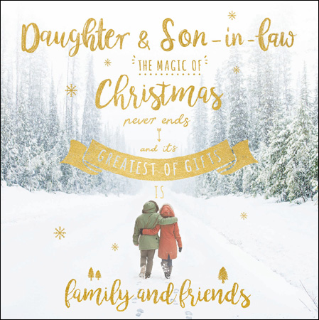 Snowy Walk Daughter and Son in Law Christmas Card