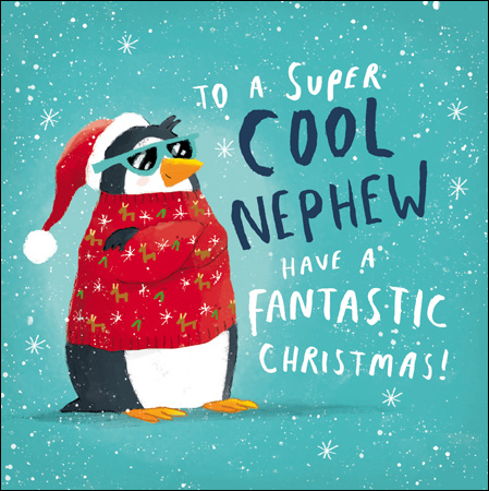 Penguin in a Jumper Nephew Christmas Card