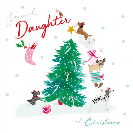 Festive Dogs Daughter Christmas Card