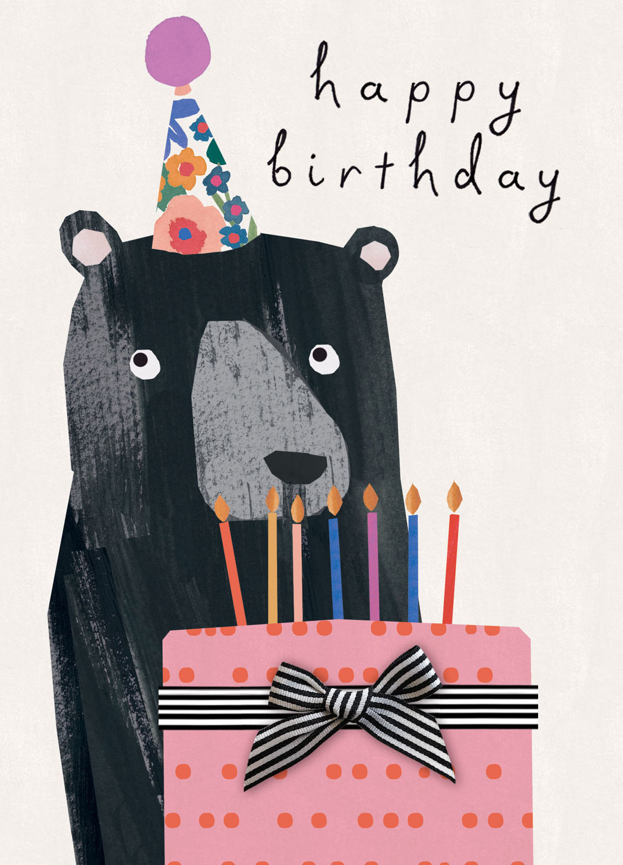 Cute Black Bear Birthday Card