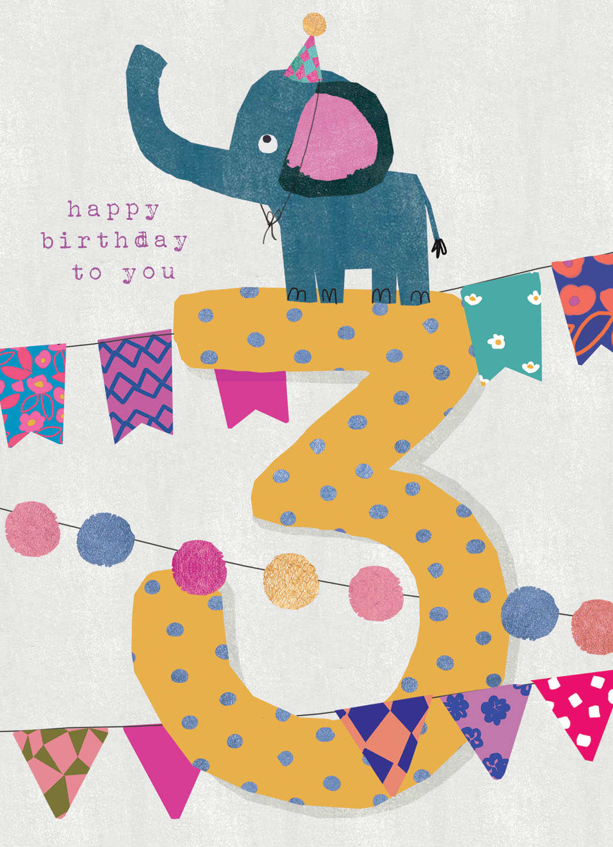 Elephant 3rd Birthday Card