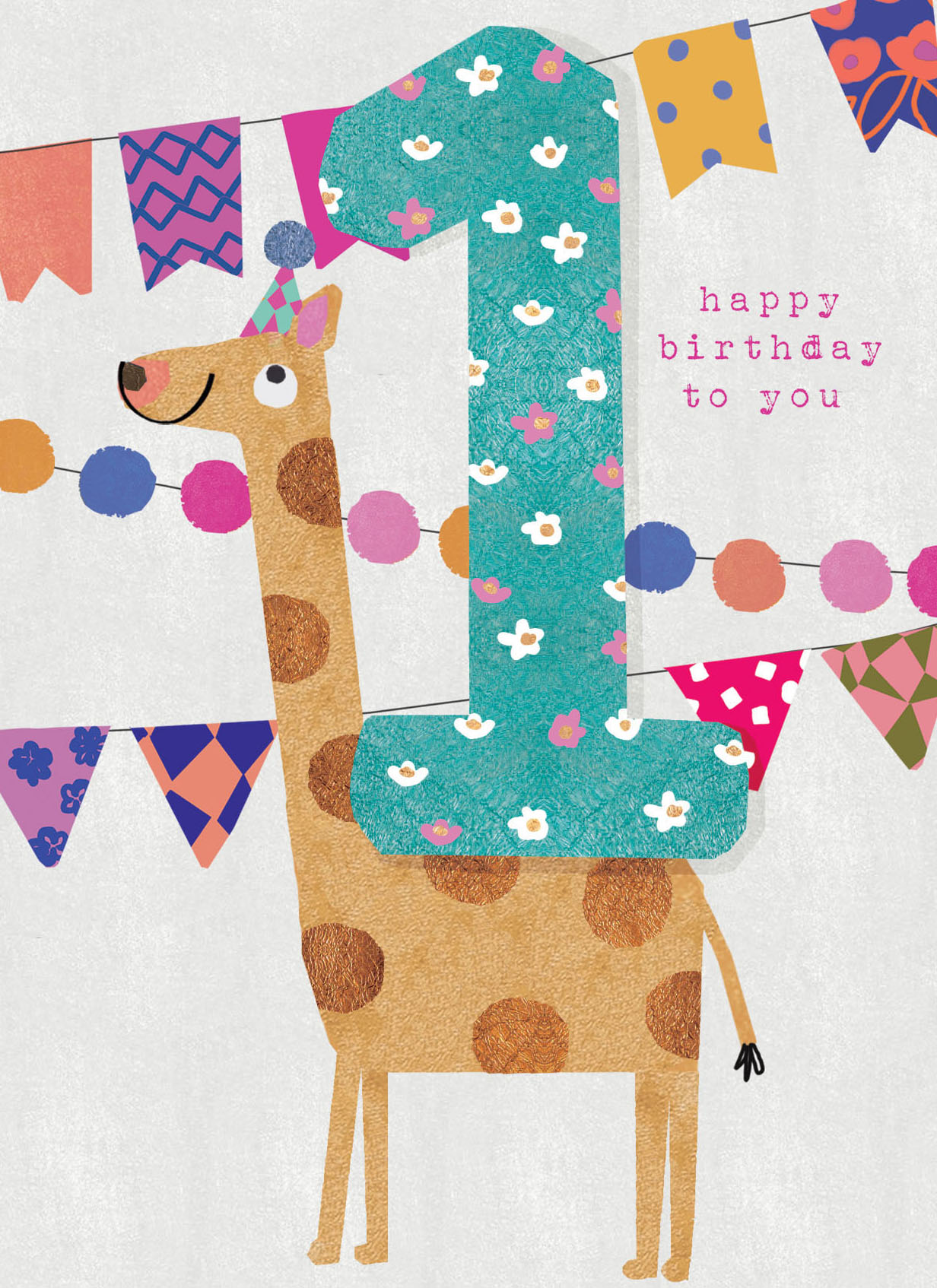 Giraffe 1st Birthday Card