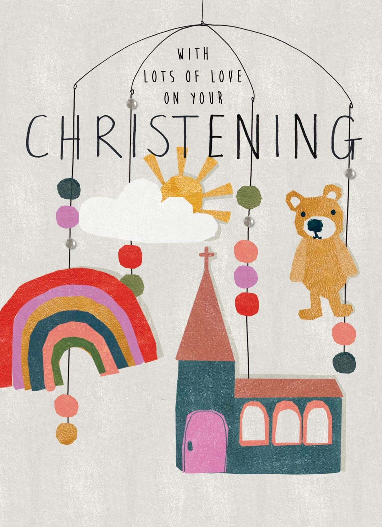 Rainbow Hanging Mobile Christening Card