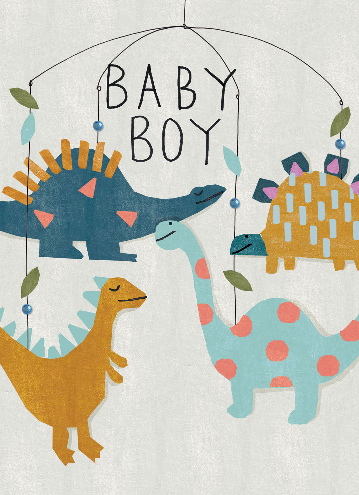 Dinosaur Hanging Mobile New Baby Boy Card