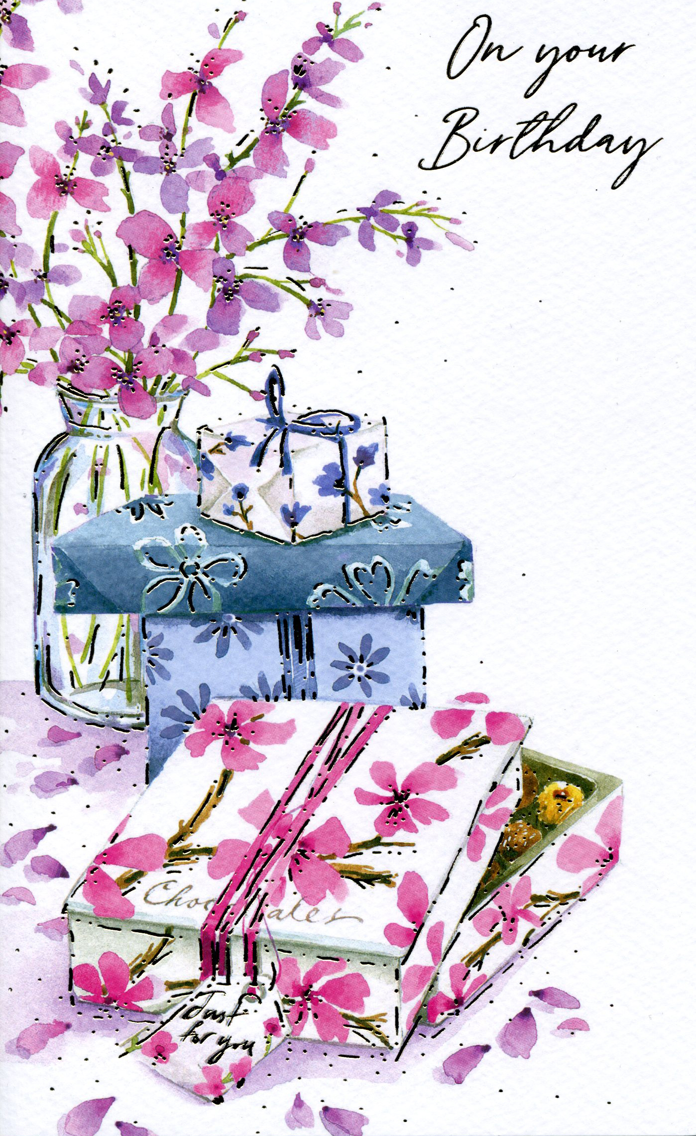 Flowers and Chocolates Birthday Card