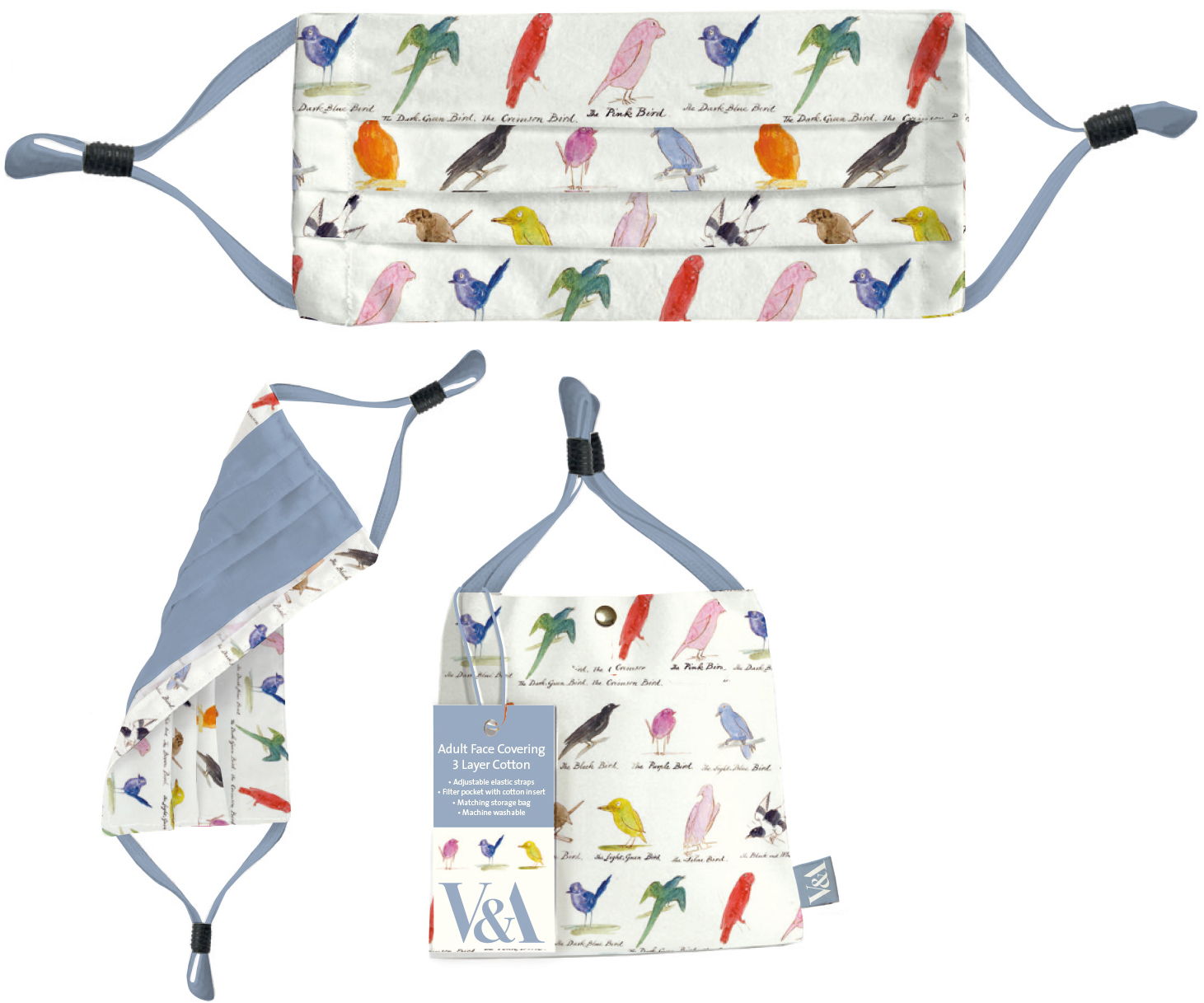Adult Face Covering With A Colourful Bird Print