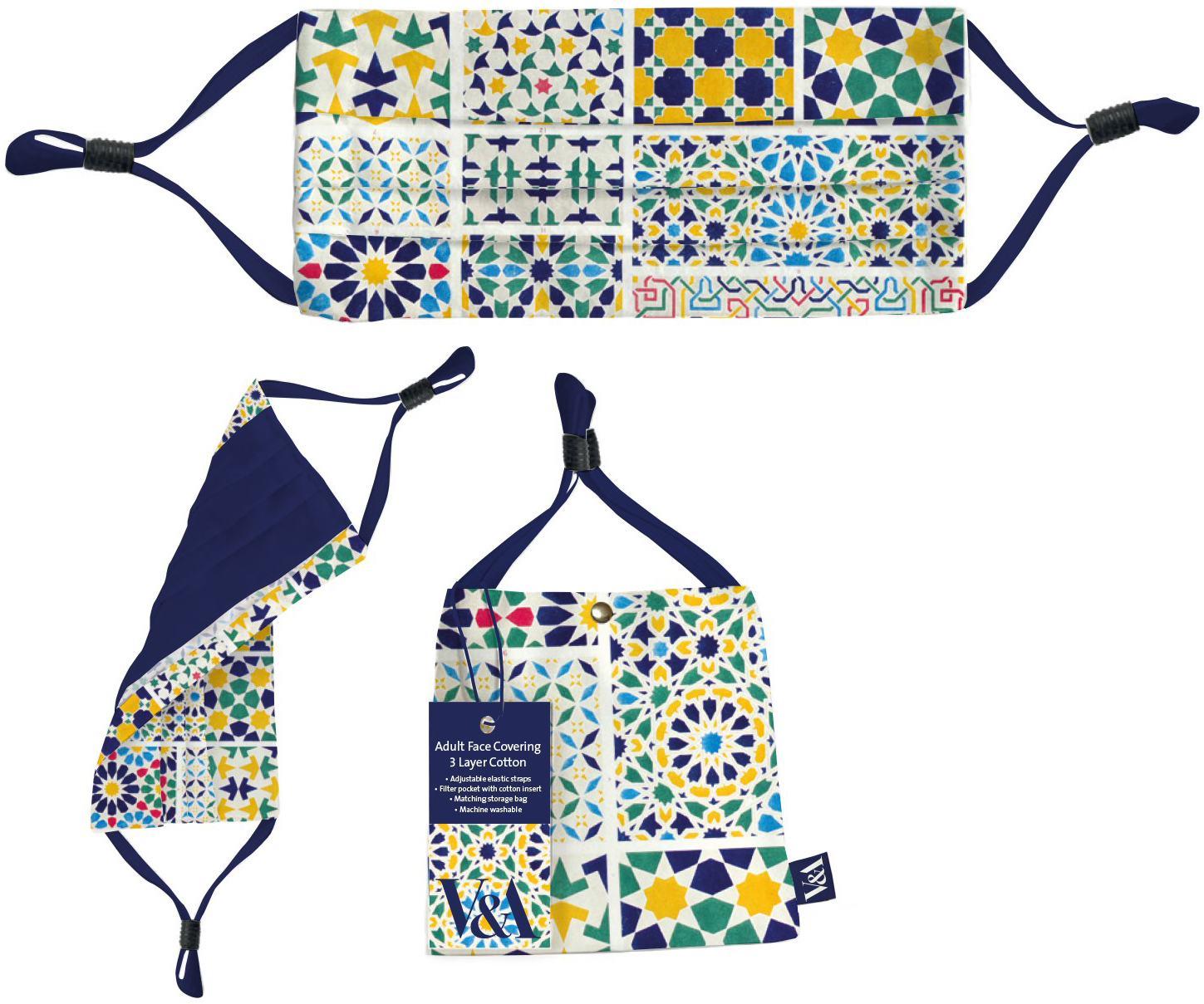 Adult Face Covering With A Colourful Mosaic Print
