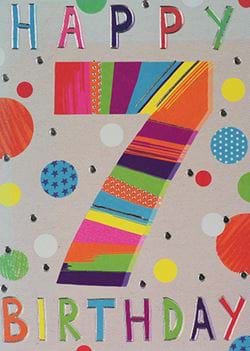 Colourful 7th Birthday Card