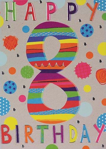 Colourful 8th Birthday Card