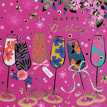 Champagne Bubbles Birthday Card
