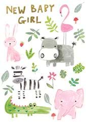 Cute Animals New Baby Girl Card