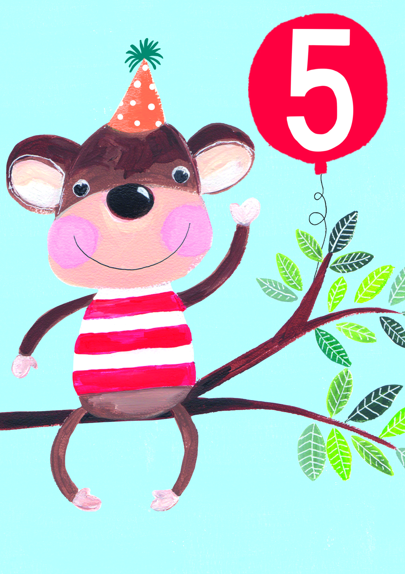 Little Monkey 5th Birthday Card