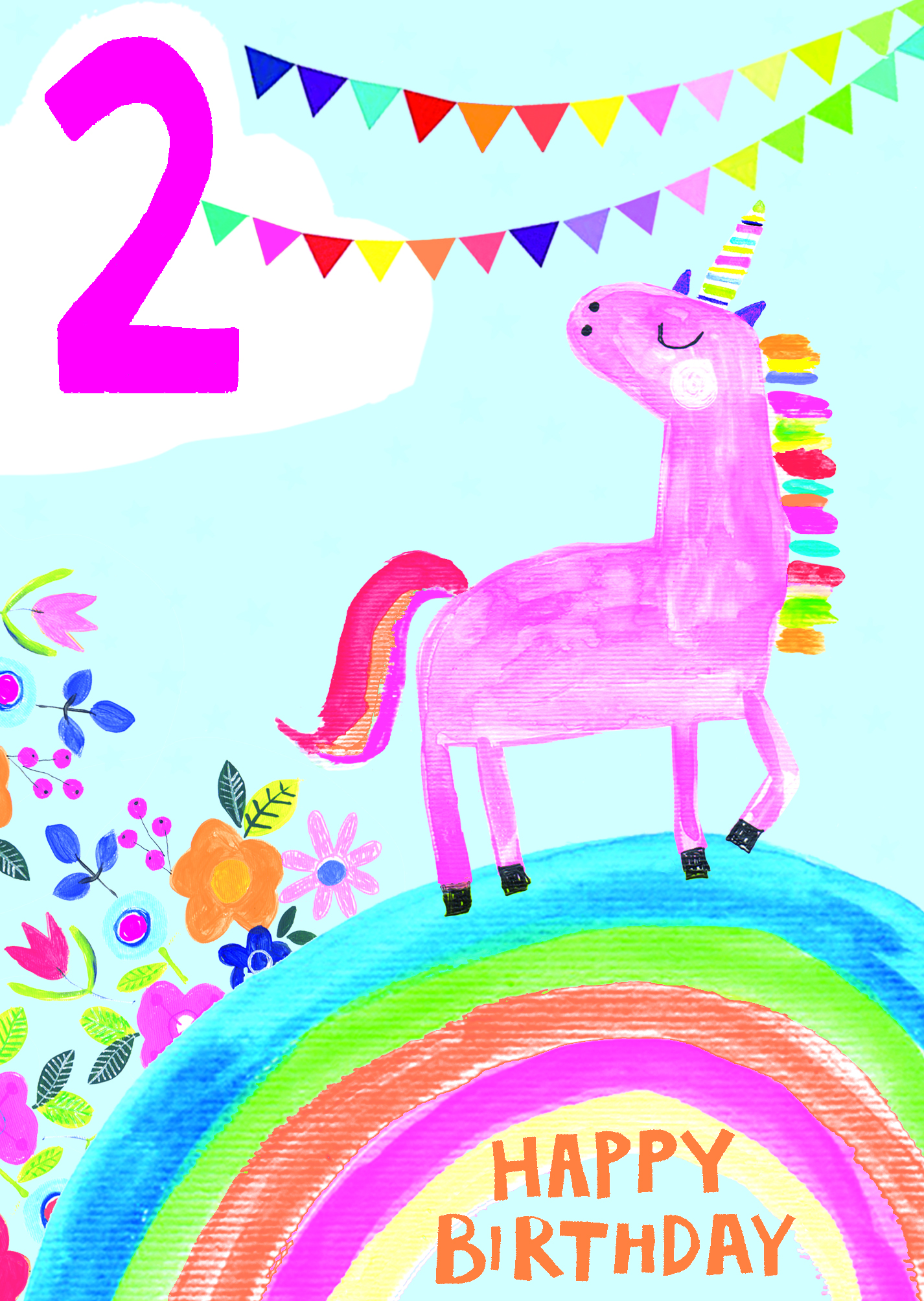 Unicorn Magic 2nd Birthday Card