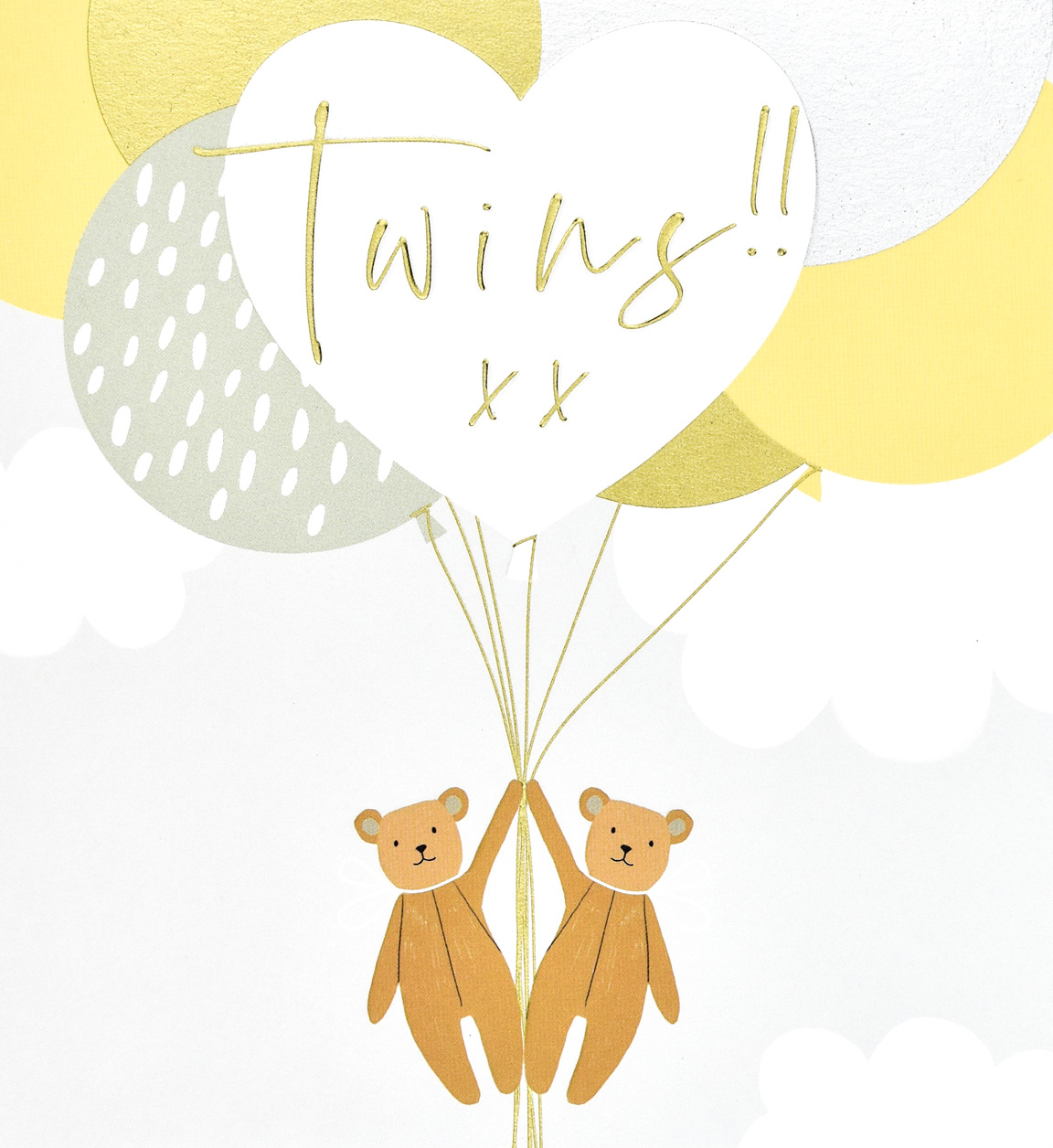 Teddy Bear New Baby Twins Card