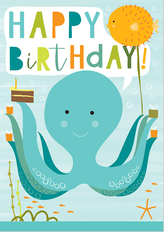 Smiling Octopus Birthday Card