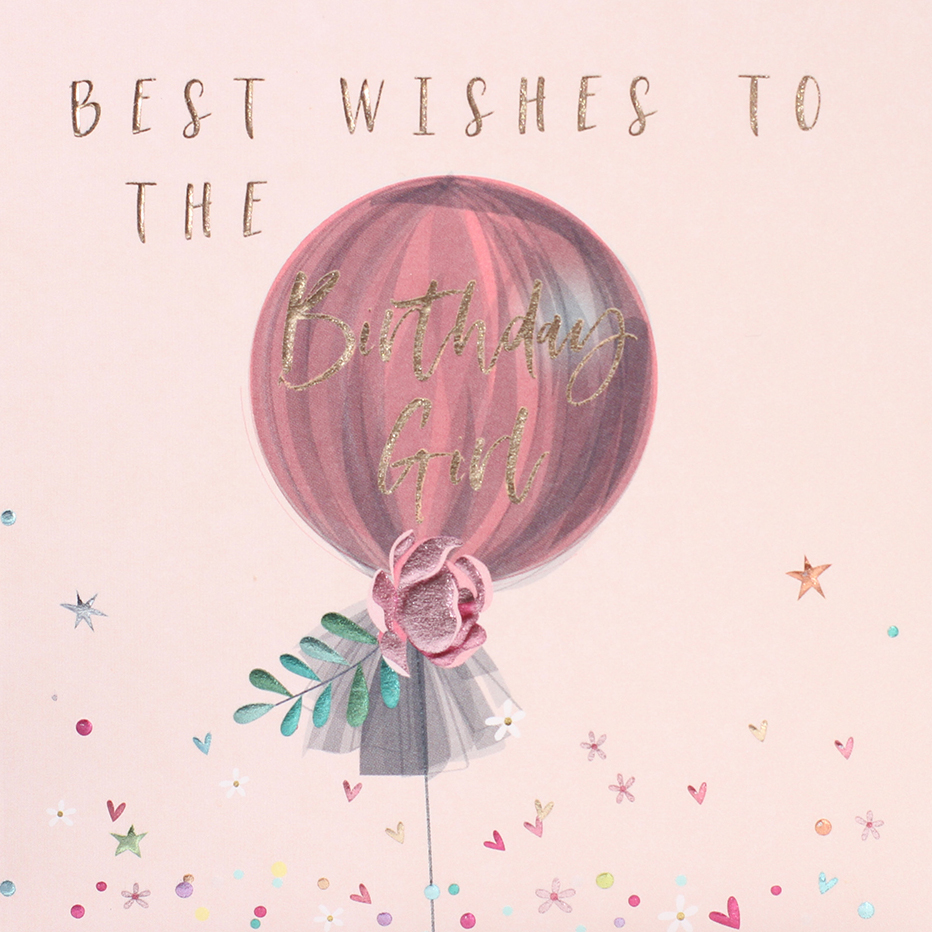Balloon Birthday Girl Card