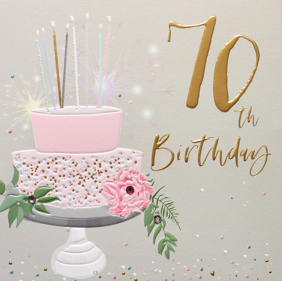 Sparkle Cake 70th Birthday Card