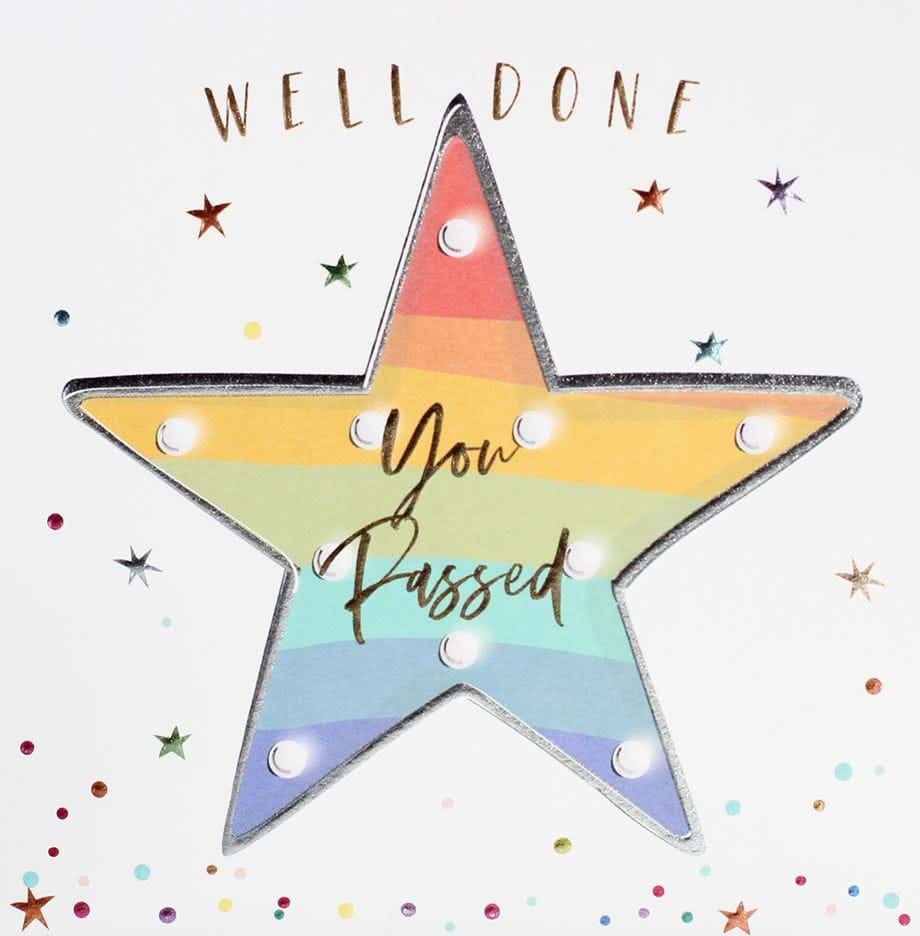 Rainbow Star You Passed Well Done Card